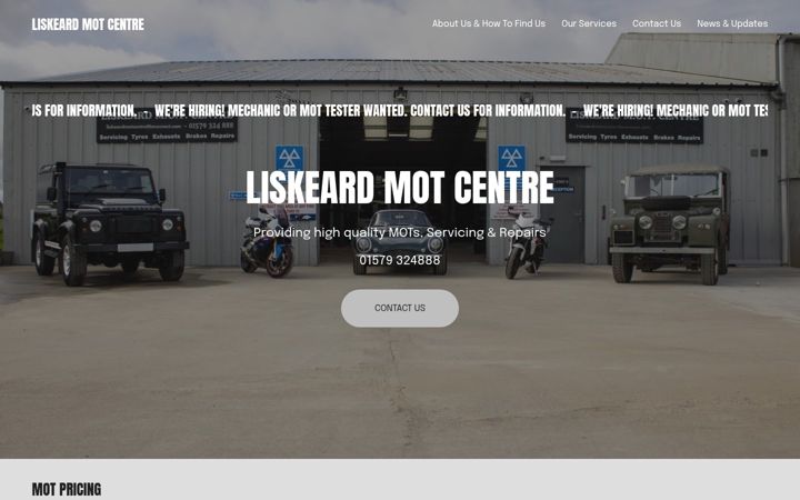 Screenshot of liskeardmotcentre.co.uk