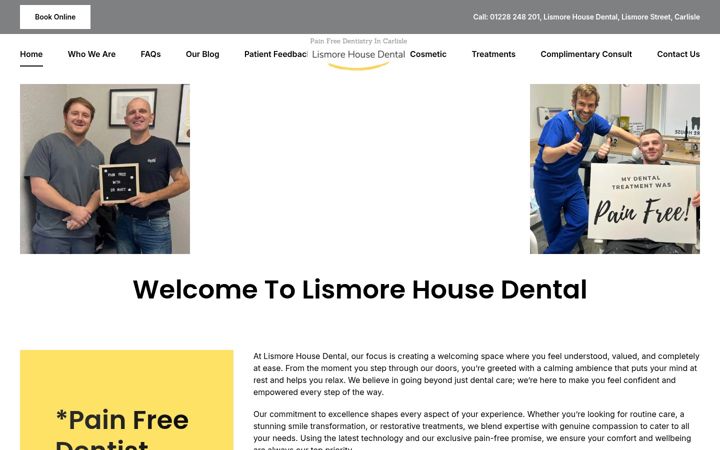 Screenshot of lismoredental.co.uk