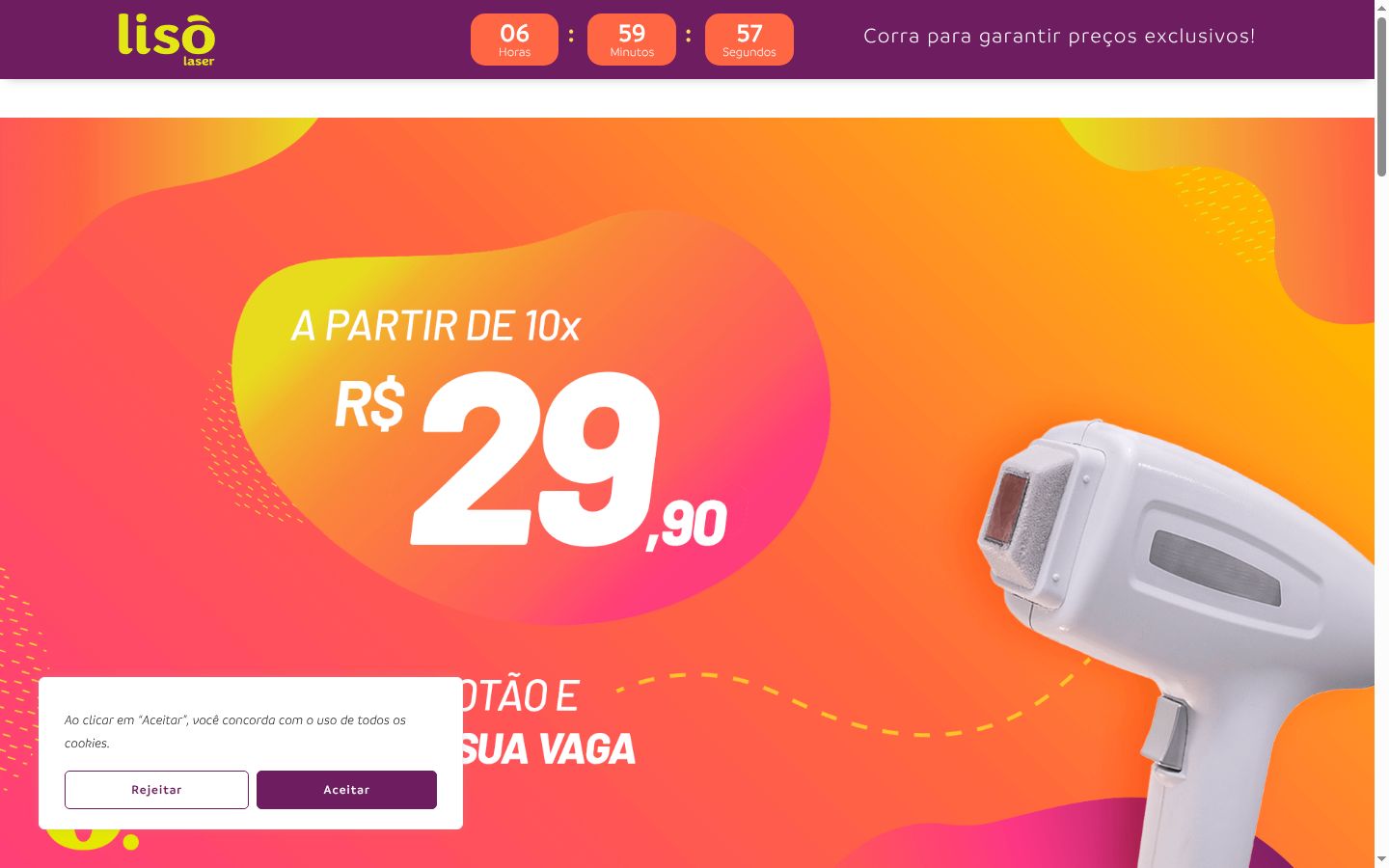 Captura de pantalla del banner de consentimiento mostrado antes de cualquier interacción