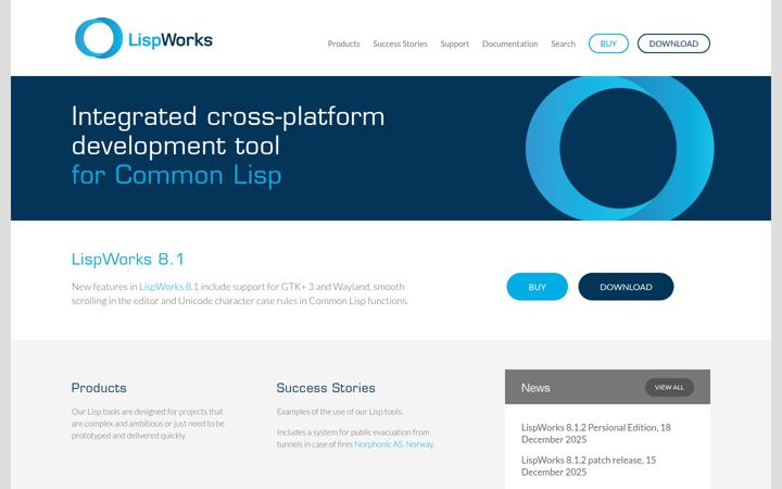 Screenshot of lispworks.com