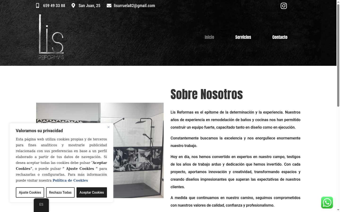 Captura de ecrã do banner de consentimento apresentado antes de qualquer interação