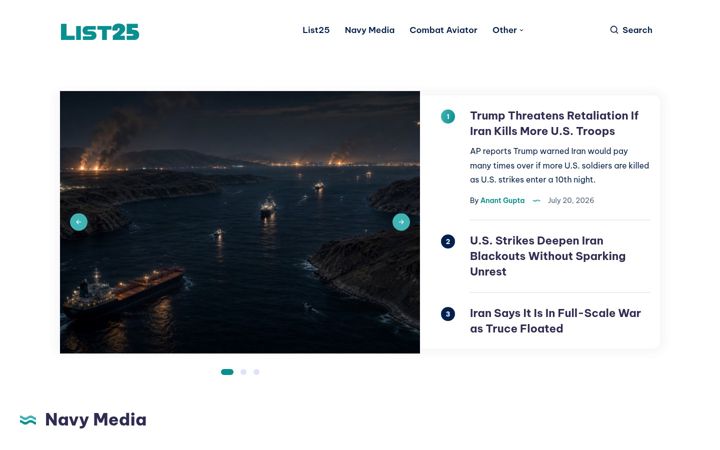 Screenshot of list25.com