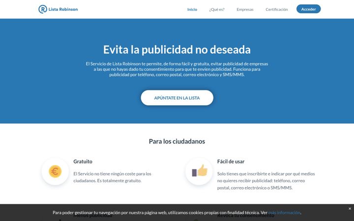 Screenshot of listarobinson.es