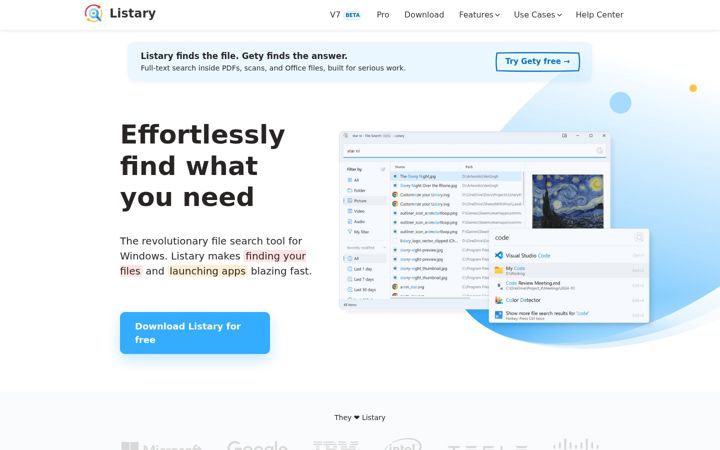Screenshot of listary.com