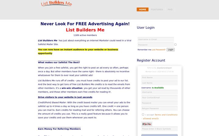 Screenshot of listbuildersme.com