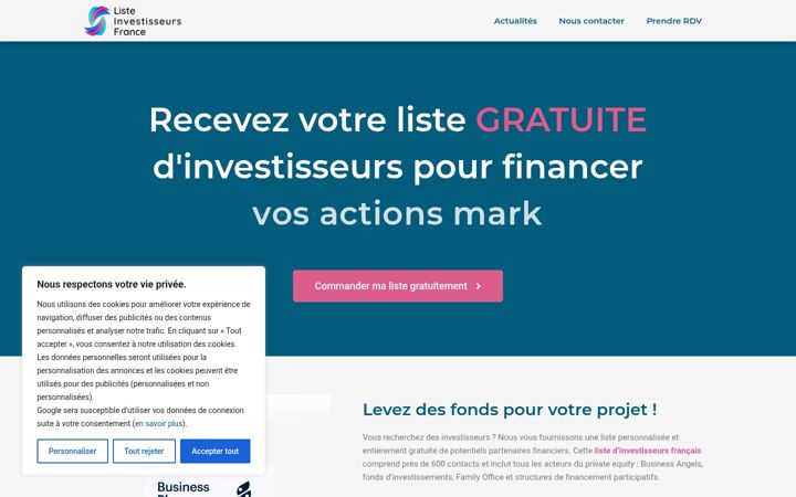 Screenshot of liste-investisseurs-france.fr