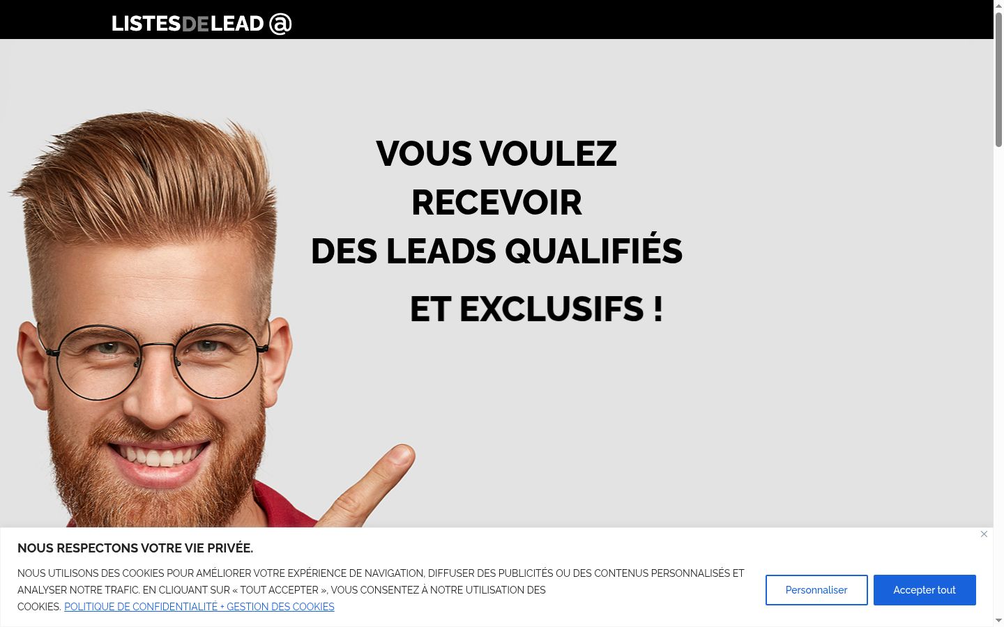 Screenshot del banner di consenso mostrato prima di qualsiasi interazione
