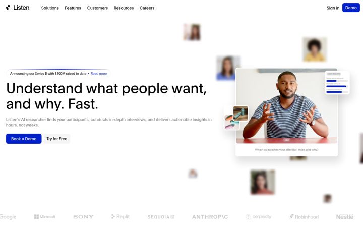 Screenshot of listenlabs.ai