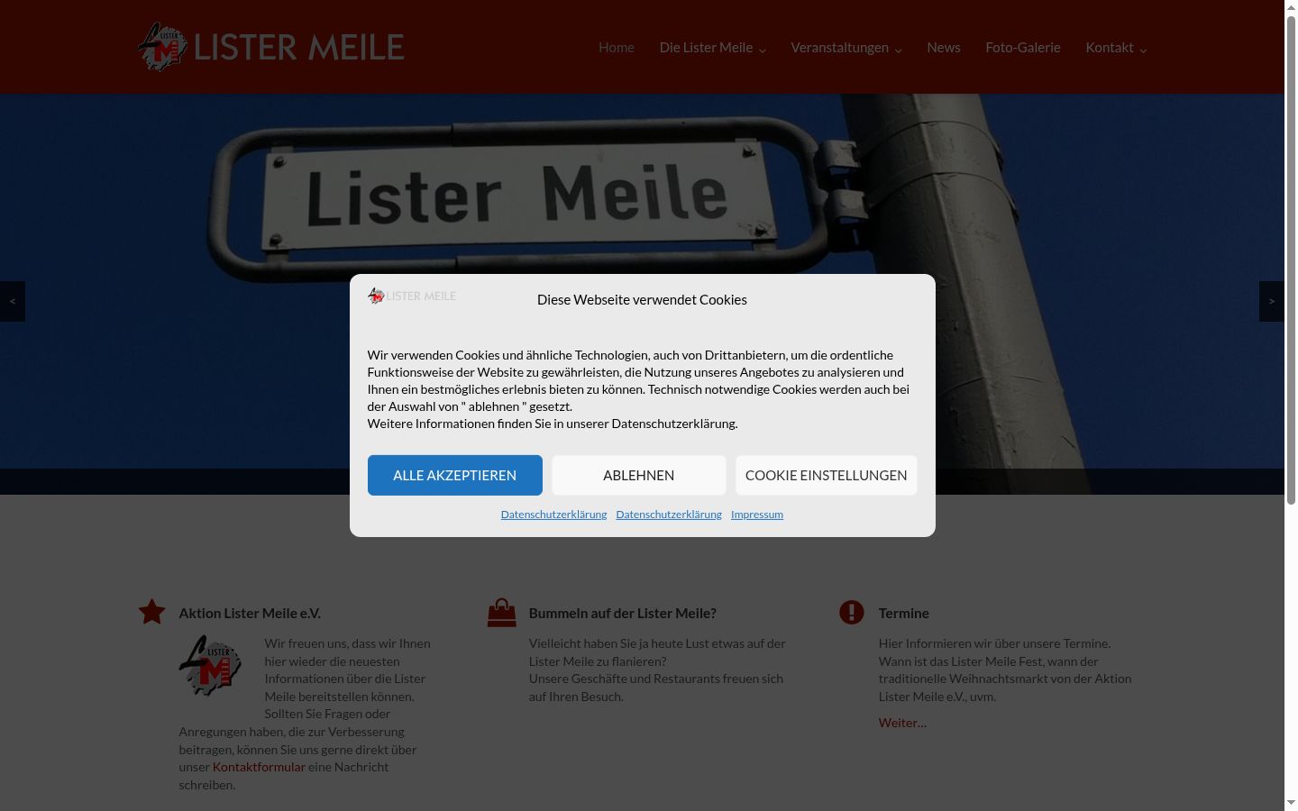 Capture d'écran de la bannière de consentement affichée avant toute interaction