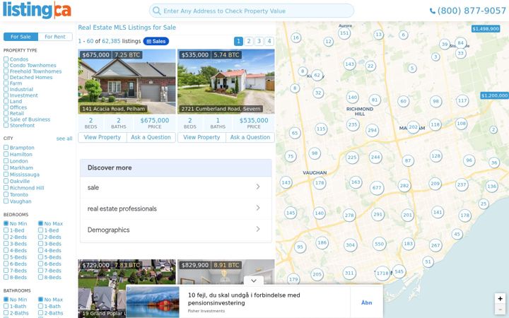 Screenshot of listing.ca