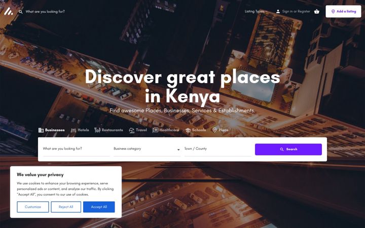 Screenshot of listing.co.ke