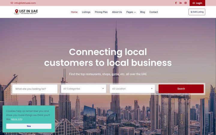 Screenshot of listinuae.com