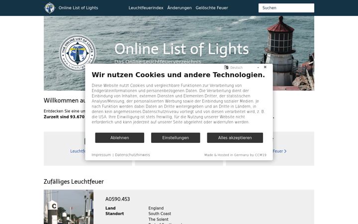 Screenshot of listoflights.org