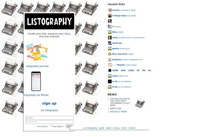 Ekrano kopija listography.com