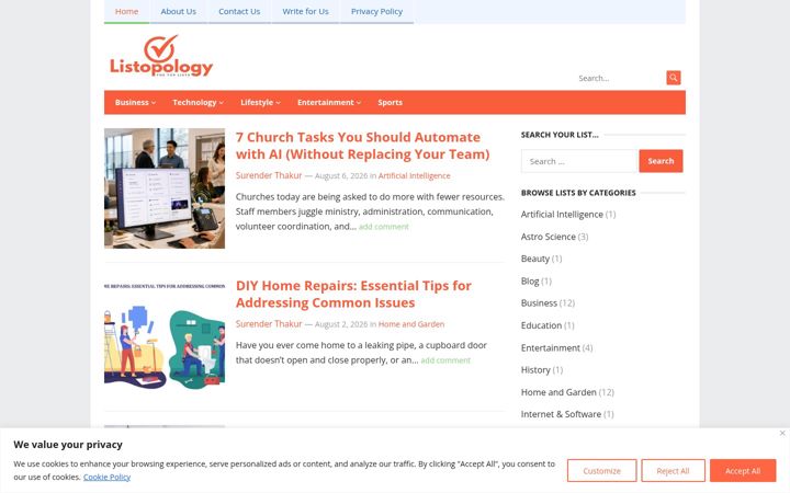 Screenshot of listopology.com