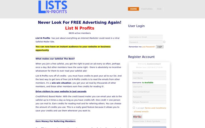 Screenshot of lists-n-profits.com