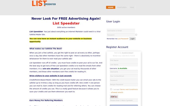 Screenshot of listspeedster.com