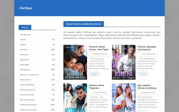 Screenshot di litboom.ru