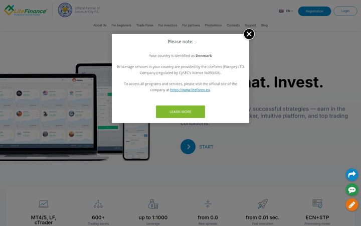 Screenshot of liteforex.com