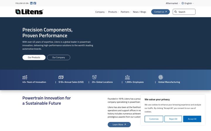Screenshot of litens.com