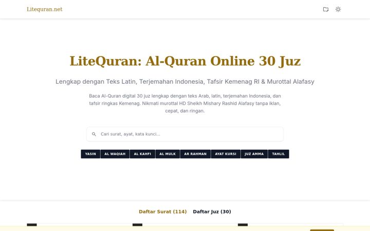 Képernyőkép: litequran.net