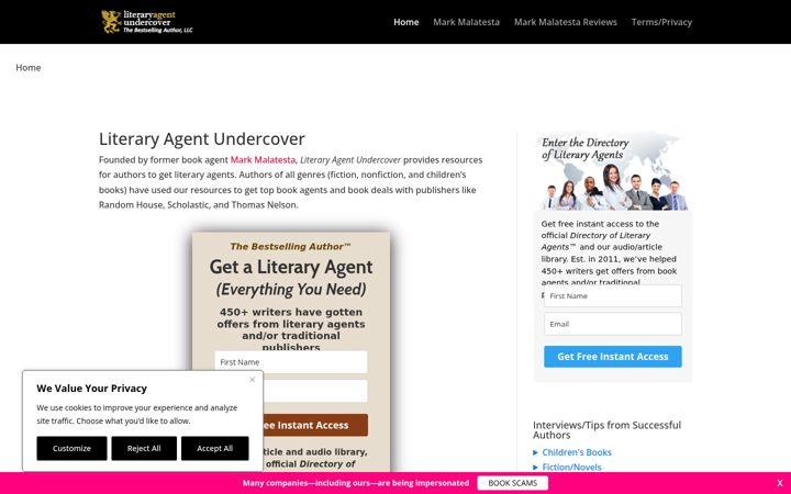 Screenshot of literaryagentundercover.com