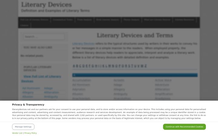 Screenshot of literarydevices.net