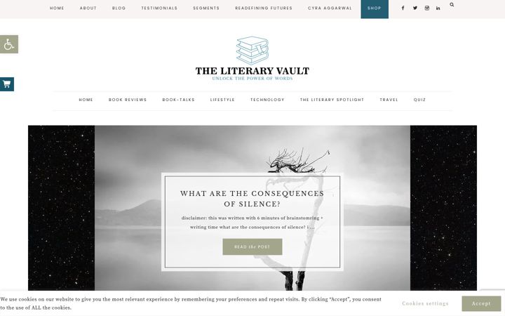 Screenshot of literaryvault.com