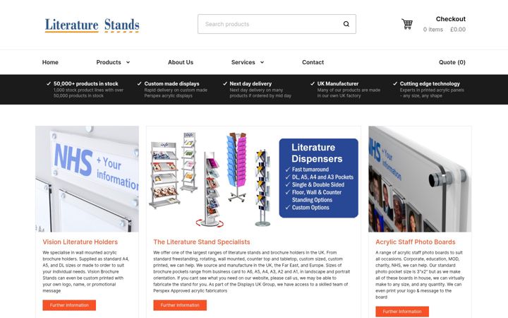 Screenshot of literaturestands.co.uk