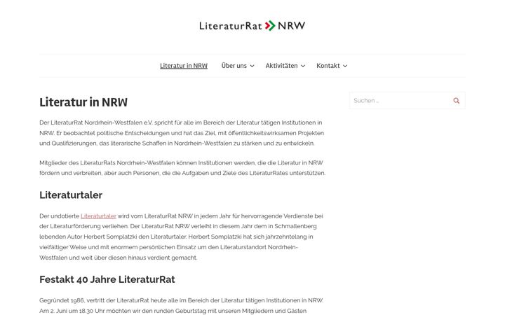 Screenshot of literaturratnrw.de