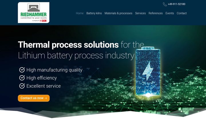 Screenshot of lithium-ion-batterykilns.com