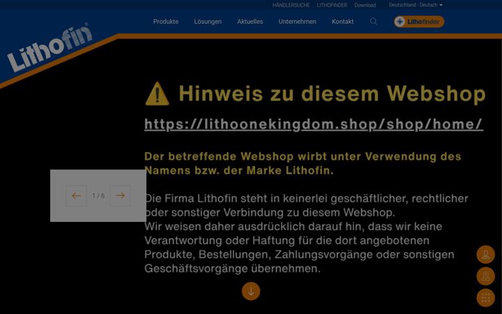 Screenshot of lithofin.de