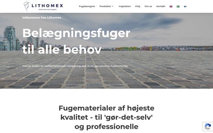 Екранна снимка на lithomex.dk