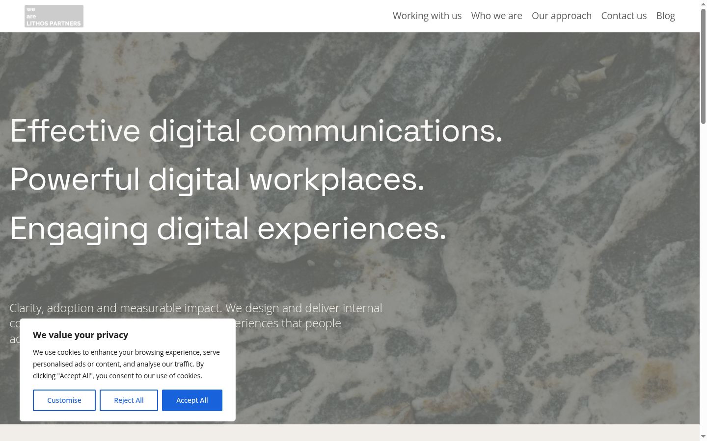 Screenshot of the consent banner shown before any interaction