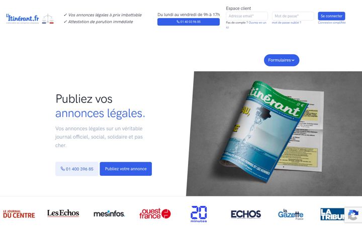 Screenshot of litinerant.fr