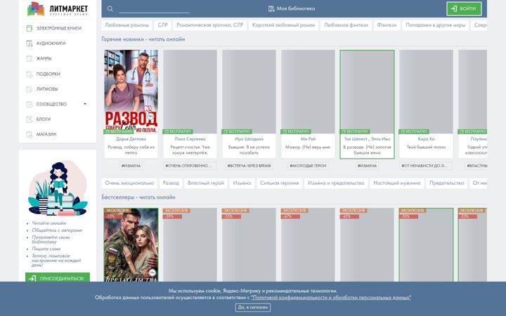 Screenshot of litmarket.ru