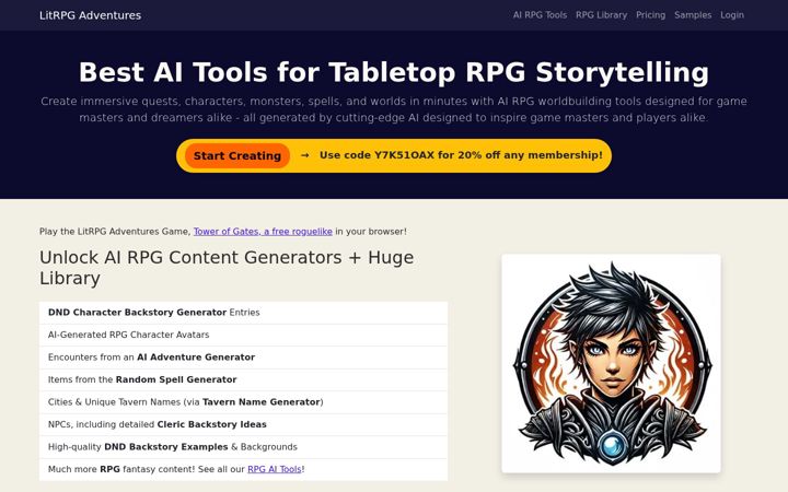 Screenshot of litrpgadventures.com