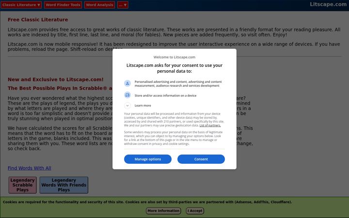 Screenshot of litscape.com