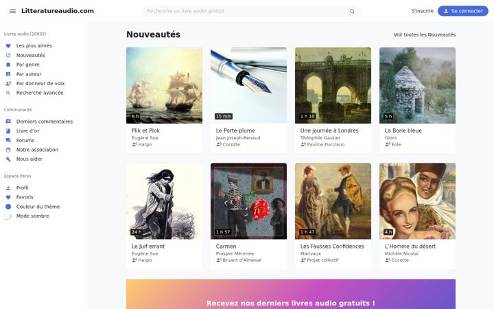 Screenshot of litteratureaudio.com