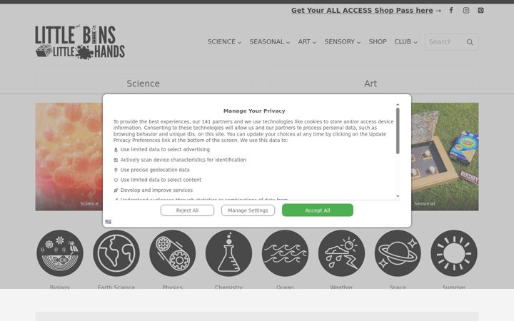 Screenshot of littlebinsforlittlehands.com