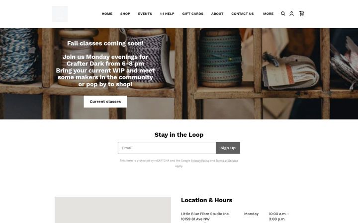 Screenshot of littlebluefibrestudio.com