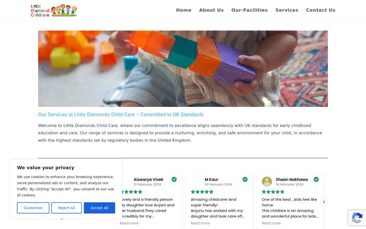 Screenshot of littlediamondschildcare.com