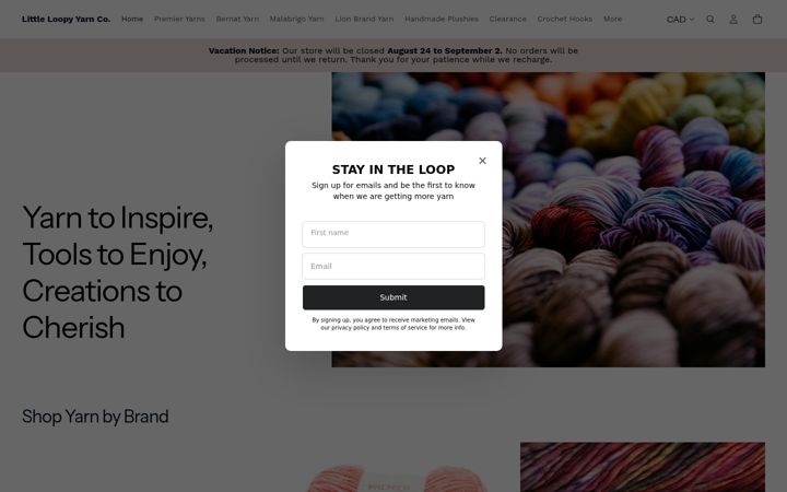 Screenshot of littleloopyyarnco.com