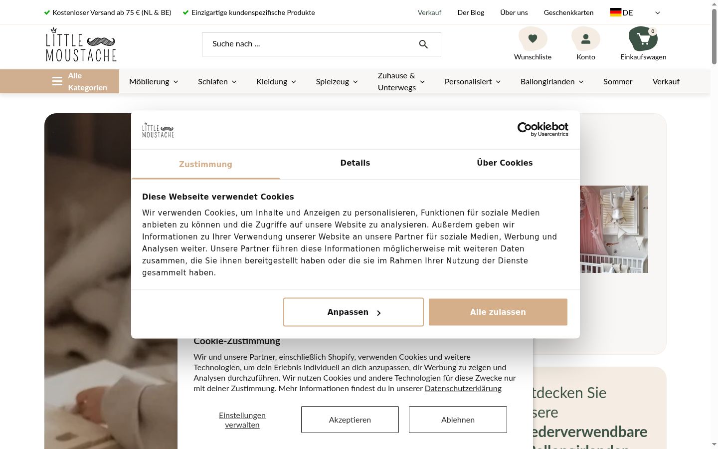 Screenshot tal-banner tal-kunsens muri qabel kwalunkwe interazzjoni