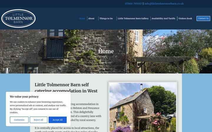 Screenshot of littletolmennorbarn.co.uk