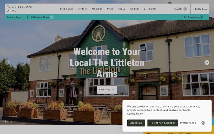Screenshot of littletonarmshuntington.co.uk