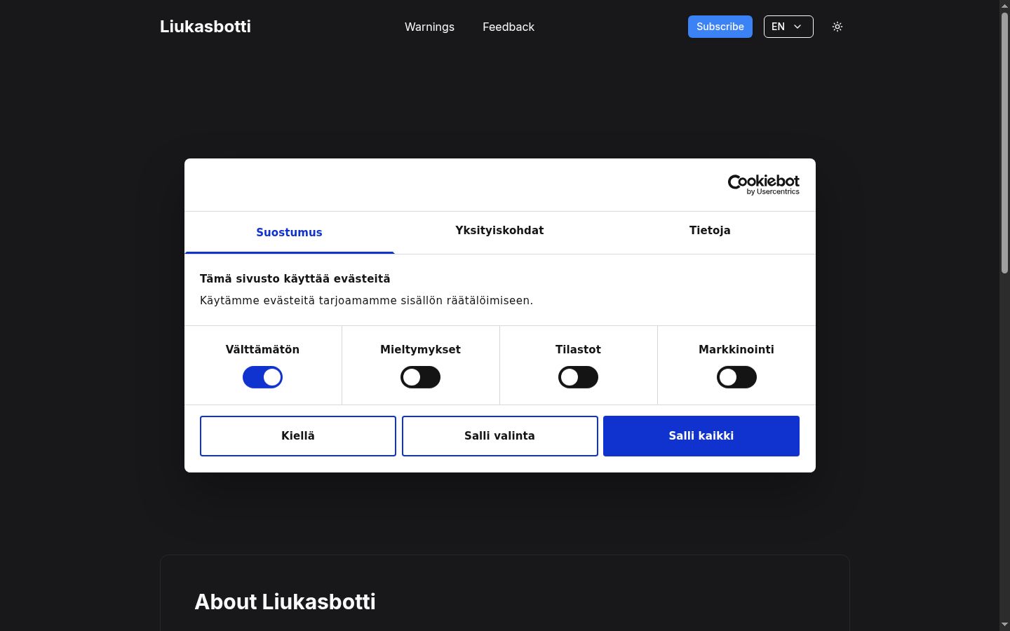 Zrzut ekranu banera zgody wyświetlanego przed jakąkolwiek interakcją