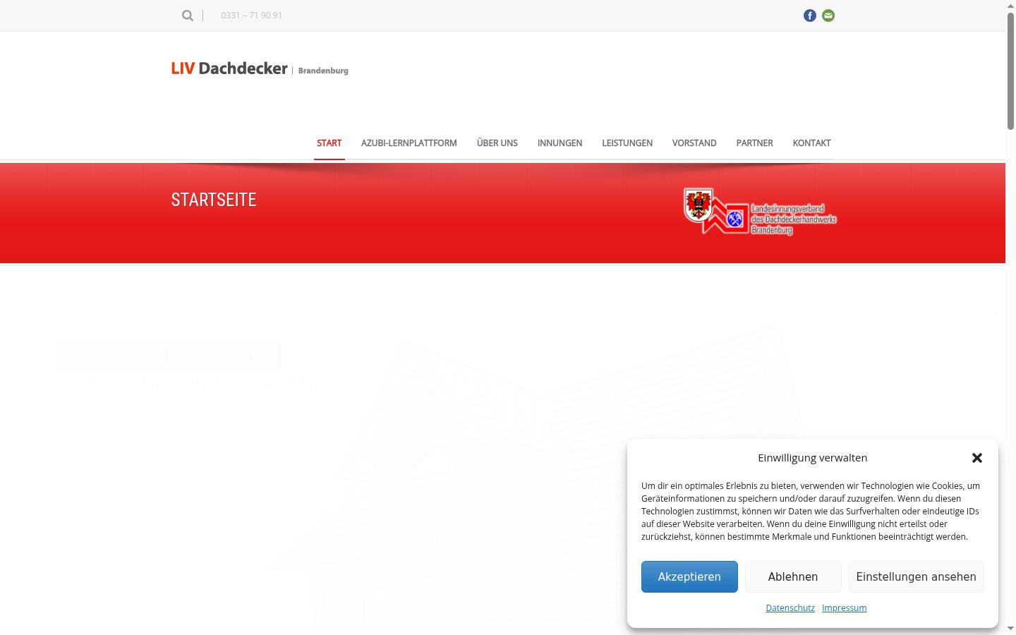 Screenshot del banner di consenso mostrato prima di qualsiasi interazione