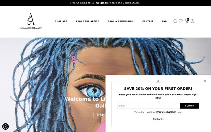 Screenshot of livaalbertaart.com
