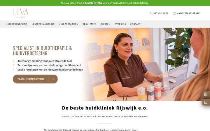 Screenshot of livaskinclinic.nl
